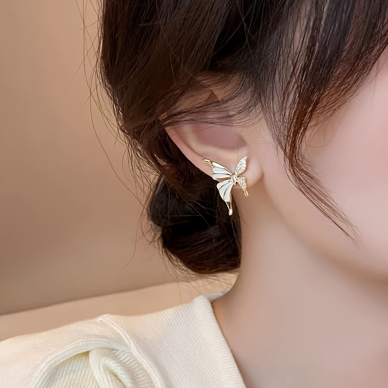 Women's Stylish Drip-Glaze Winged Butterfly Stud Earrings